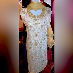 Cream and gold kurti top tunic.